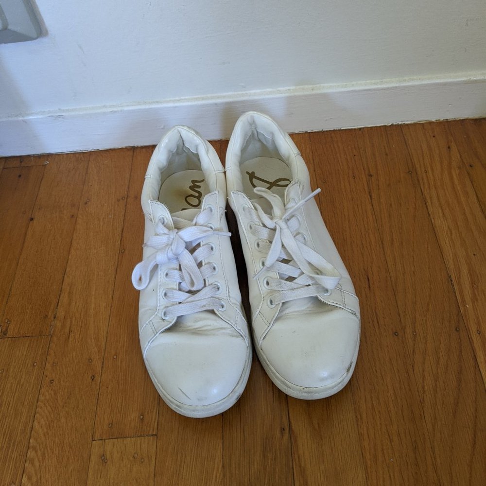 White Sam Edelman Leather Sneakers